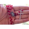 Nazareth Store Red Glass Beads Rosary Catholic Necklace Prayer Miraculous
