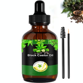 Black Castor Oil, Cold Pressed Organic Pure Hair Oil For Hair Growth, Natural Carrier Oil for Thicker Eyebrows Eyelashes, Scalp, Face, Skin Moisturizer,Moisturizing Massage Oil for Aromatherapy (1pcs)