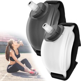 2pk Botella de agua deportiva de silicona ajustable,Botella de agua deportiva portátil de 200 ml,Manos libres,Adecuado para correr, escalar rocas, andar en bicicleta y otros deportes. (Negro+Blanco)