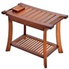 Teak Shower Chair Stool, 24" Shower Bench Seat, Wooden Bathroom