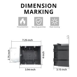 AIRTAK 2 Gang Adjustable Electrical Outlet Box,34 Cubic Inches Grey Plastic Electrical Boxes,Outlet Box with ETL,Fire Rated for 2 Hours(3 Pcs).