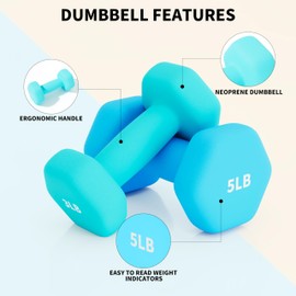 Simple Deluxe Neoprene Dumbbell Colored Set with Rack, Ideal for Home Exercises to Gain Tone and Definition Multiple Weight Options, 32LBS Sets