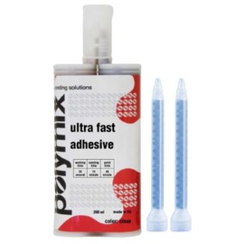 Polymix Rigid Automotive Multipurpose Plastic Repair and Adhesive 200ml Cartridge & Two Application Mixing Nozzles (Clear), P2.3002.200.B