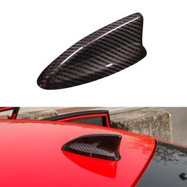 JSWAN Carbon Fiber Car Roof Shark Fin Antenna Base Cover Trim Fit for 11th Gen Civic Type R FL5 Typer Roof Aerial Radio Signal Base Antenna Toppers Cover(Red Black)
