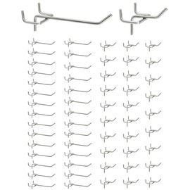 QWORK® 60 x Perforated Wall Hooks, Pegboard Hooks, Tool Wall Hooks for Sales Displays (5 cm, 10 cm)