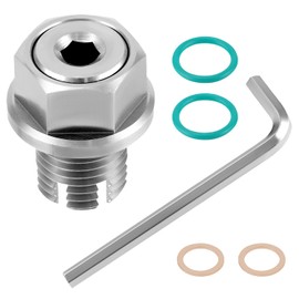 QWORK Stainless Steel M14.1-1.5 x 15mm Oversize Oil Drain Plug, Self Tapping Oil Pan Thread Repair Kit with Hex Key, O-Rings, and Copper Gaskets