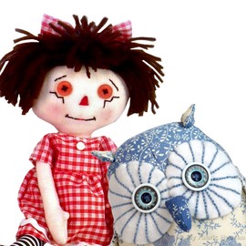 My Fabric Heaven Two Discounted Sewing PATTERNS. Twinkle Starry-Eyed Owl & Sarah Mini Rag-Doll. Handmade Stuffed Animal Soft Toys & Easy Photo Tutorial Instructions. Free Post