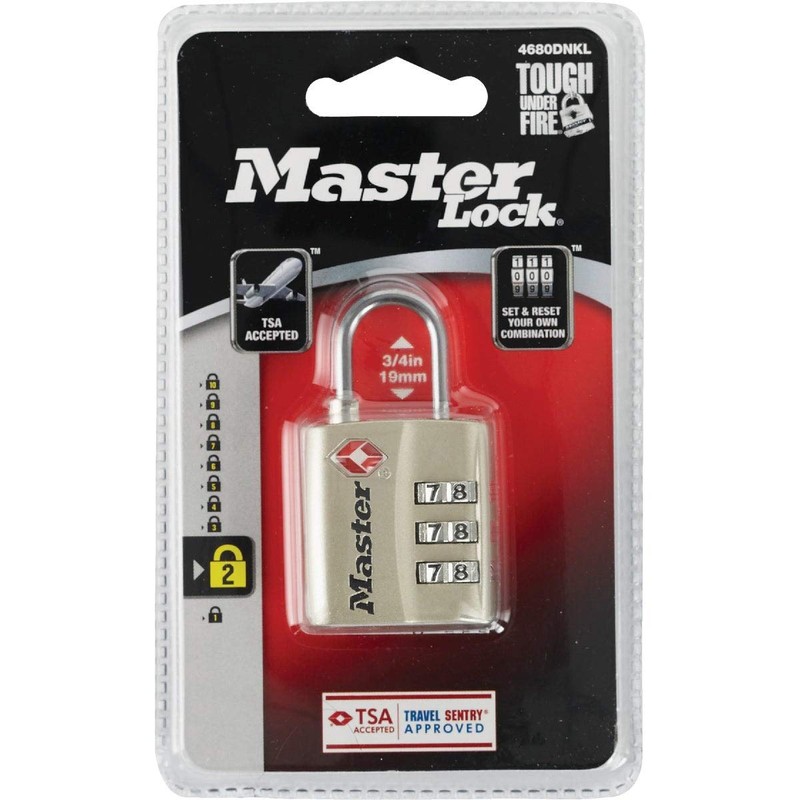 Master Lock 4680DNKL Nickle Finish TSA-Accepted Luggage Padlocks