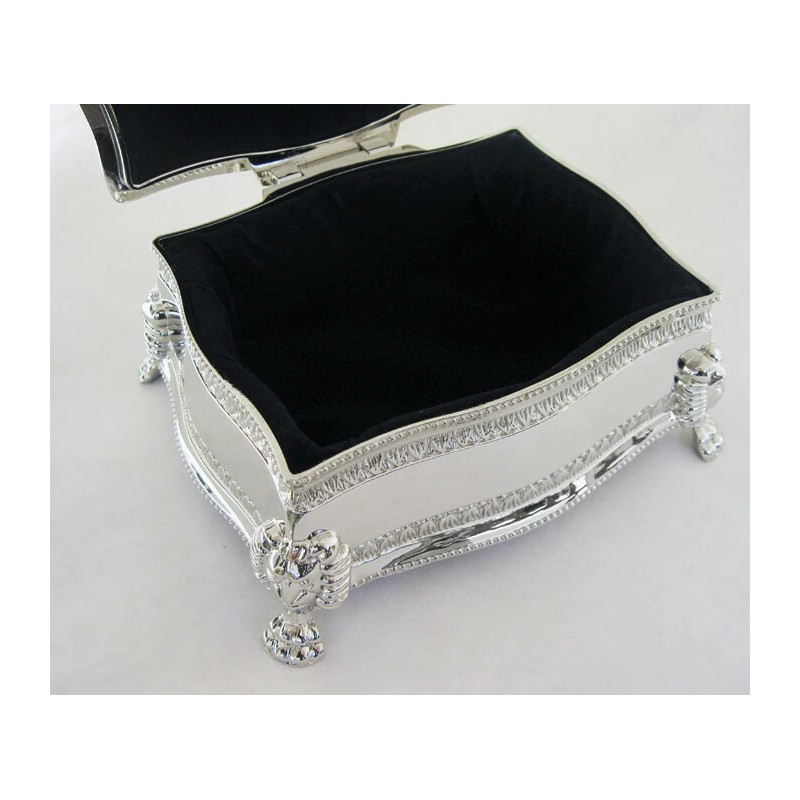 Elegance Silver Plated Square Victorian Jewelry Box