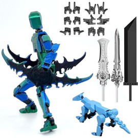 T13 Action Figure 3D Printed Multi-Jointed Movable T13 Lucky 13 Dummy 13 Nova 13 Robot Gift for Collectors Desktop Decorations (2PCSY-C)