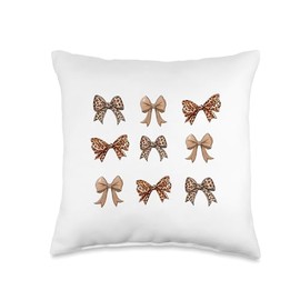 Bow Cheetah Bows Girly Demur Cutesy Pink Pretty Coquette Throw Pillow