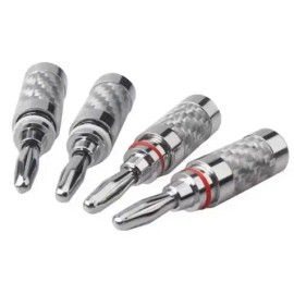 Speaker Terminal Banana Plug Connector With Screw Consumer Electronics Bananas Conector Audio Jack Rhodium Plated Carbon Fibercolor: Silver, plug type: Universal