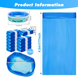 YSWOVUO Pack of 12 nappy bin refill cassettes, round cassettes, refill film, nappy bin compatible with Tommee Tippee, Angelcare, LitterLocker (11 bags and 1 refill cassette)