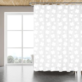 FINEBAT Clover Shower Curtain Liner 72 x 72, Plastic Waterproof 4G Lightweight Shower Liner for Bathroom, with Grommets Holes and 3 Heavy Duty Magnetic Weights