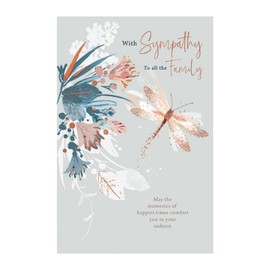 With Sympathy to Family Card, Dragonfly Design, Made in UK