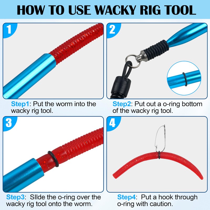 Wacky Rig Kit, 201pcs Bass Fishing Wacky Rig Tool Kit