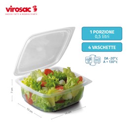 Virosac 12 x 0.5 Litre PP Food Storage Trays Fridge Freezer