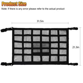 GAOLAOSY Car Ceiling Cargo Net Pocket, 30" x 21.2" Adjustable Double Layer Storage Organizer, Universal Reinforced Load Bearing Roof Mesh Storage Bag for SUV Truck Long Road Trip Camping
