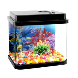 Mini Aquarium, 1 Gallon Small Fish Tank, 6-Color Adjustable LED Fish Bowl, 3-in-1 Dual-Mode Water Pump with Circulation, Oxygenation and Filtration,Ideal Gift and Decoration Choices