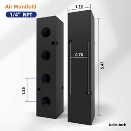 CNZG PNEU 1/4" NPT Air Compressor Manifold, Line Hose Splitter 4 Way 6 Ports Pneumatic Manifold Air Distribution Block with Accessories