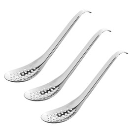 Caviar Spoon, Stainless Steel Spherification Spoon, Cooking Gadgets, Small Slotted Spoons to Take Out Olives Capers, for Caviar, Egg Whites and Yolks Separated,Kitchen(Silver-3Pcs)