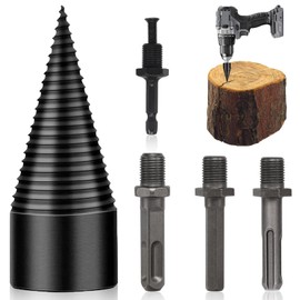xiaoxiaozhijia Wood Splitter Drill Bit 32 mm with 4 Drill Handles, Wood Splitter Screw Cone, Drill Cone, Wood Splitter for Drill, Electric Hammer, Cordless Screwdriver
