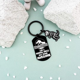 AOBIURV Uncle Fathers Day Uncle Gifts From Niece Nephew Best Uncle Gift Funny Keychain Gifts For Uncle Christmas Birthday Gift For Uncle Uncle Announcement New Uncle Unclesaurus Keyring Necklace