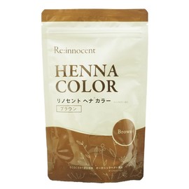 Renocent Henna Gray Hair Dye, Instruction Manual Included, Low Odor, Easy to Apply, Additive-Free, 100% Natural Ingredients, ECOCERT Certified Material, Brown, 1 Bag, 3.5 oz (100 g)