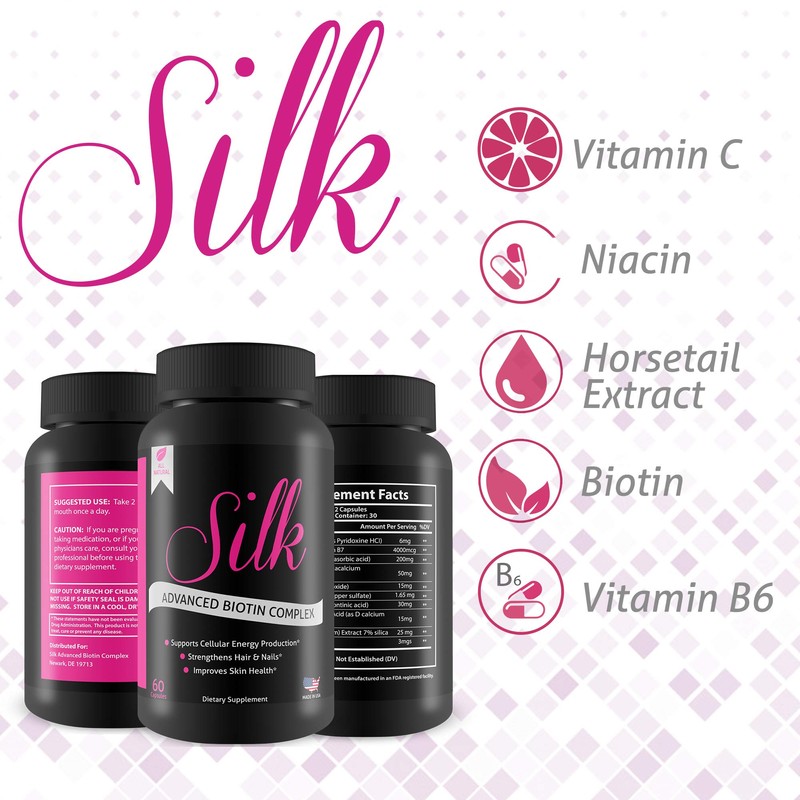 Silk Advanced Biotin Complex- Promotes Stronger, Longer, Hair-Healthier Skin- Ultimate