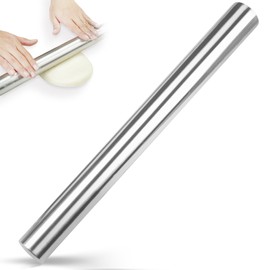SHIKORI Metal Rolling Pin, Professional French Dough Roller, 15.75 inch Stainless Steel Rolling Pin for Baking Fondant, Pizza, Pie, Pastry, Pasta, Dough, Cookies
