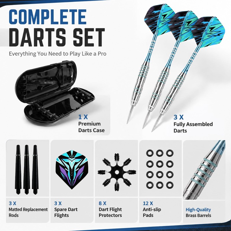 Professional Darts Set with Case 3 Pack Aluminum 22g Darts