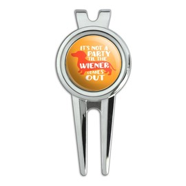GRAPHICS & MORE It's Not a Party til Wiener Comes Out Dachshund Dog Funny Golf Divot Repair Tool and Ball Marker