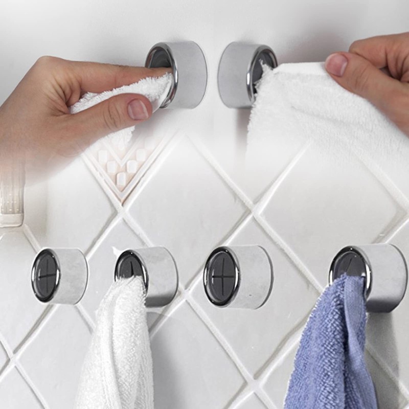 Junwapy 6Packs Kitchen Towel Hooks, Round Self Adhesive Wall Mount