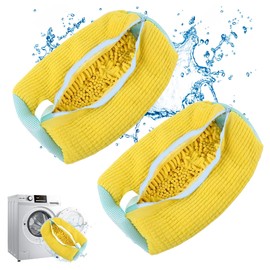 Shoe Washing Bag for Washing Machine, Laundry Shoe Bag For Washer And Dryer, Reusable Shoe Washing Bag for All Shoe Types And Sizes (Yellow 2 Pcs)