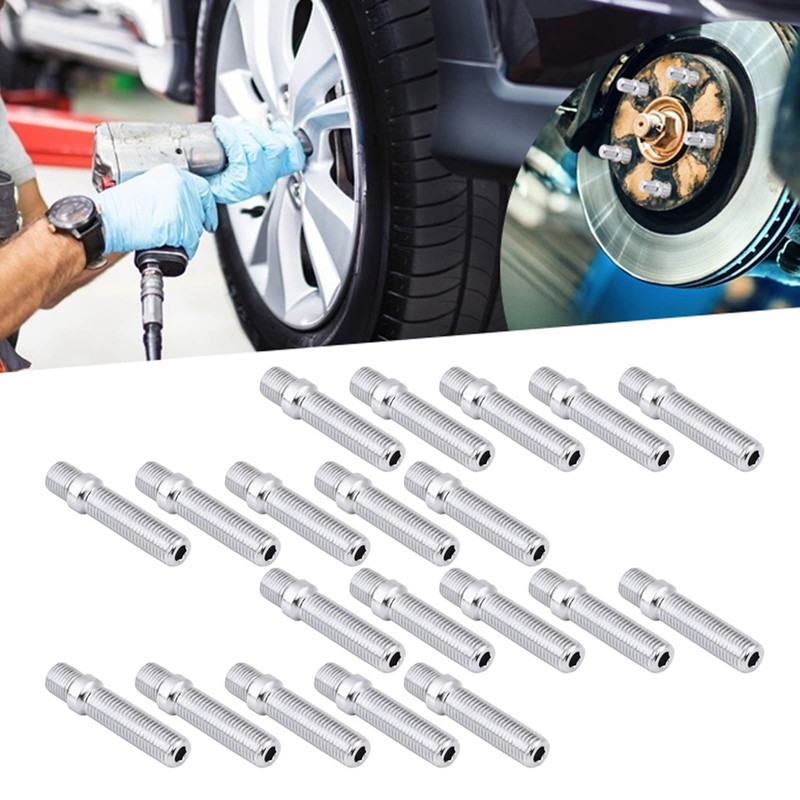 Acouto 20PCS 50mm Extended Wheels Stud Conversion 12x1.5 to 12x1.5