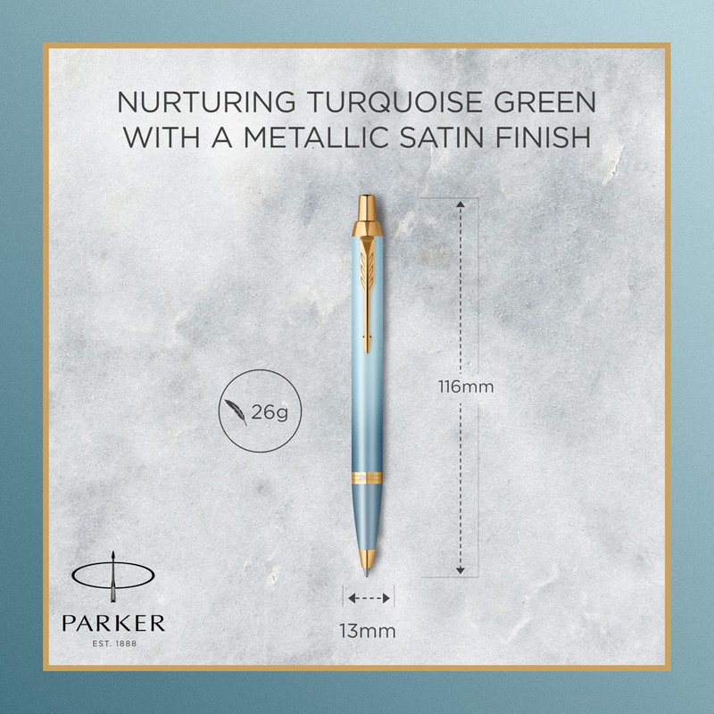 Parker IM Writing Rituals Ballpoint Pen Green Gradient Gold Trim