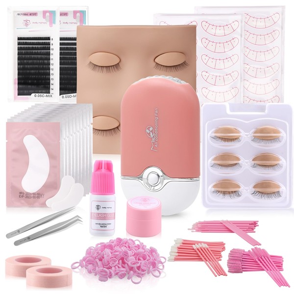 Pretty memory 225 PCS Eyelash Extension Kit with Lash Mannequin