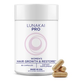 Lunakai PRO USA Made Hair Growth Supplement for Women - Advanced 20 Nutrient with Marine Collagen, Saw Palmetto, Biotin & Keratin - Daily Hair Vitamins for Thicker Strands - 90 Capsules