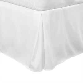 PiccoCasa Bed Skirt Polyester Solid Western Style Scandinavian Retro Simple High Texture Elegant Bed Cover Skirt Length 40cm White 100*190cm