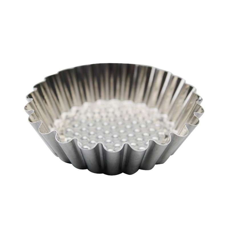 DOITOOL Baking Cup 12pcs Stainless Steel Round Lace Egg Tart