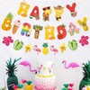 YULONGWU Hawaii Fruit Theme Happy Birthday Banner, Flowers Palm Leaves