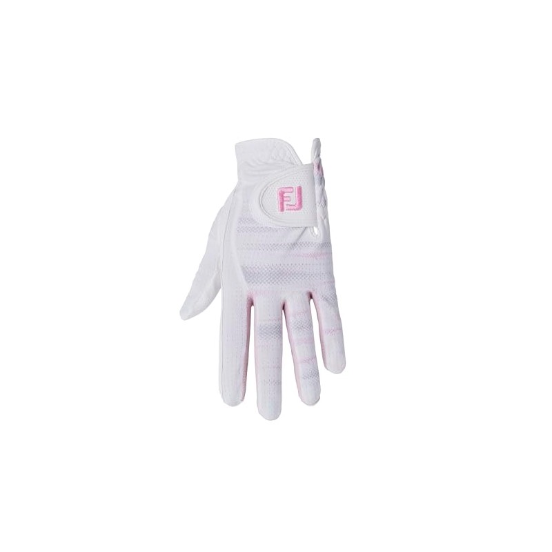 FootJoy Women's Golf Gloves, Staycool EX, Ambidextrous, White/Pink, 8.3 inches