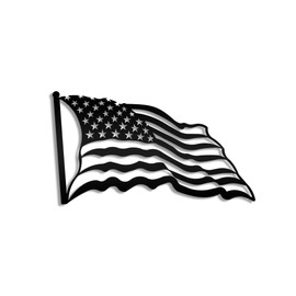 EST. FRONTIER Wave of Freedom: Wavy American Flag Steel Sign | Patriotic Décor - 16" x 9.25" Americana Metal Decor Wall Decoration Sign (Wavy American Flag) (Black)