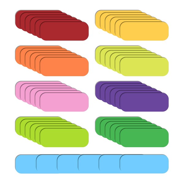 Pack of 54 Colourful Magnetic Stickers, Writeable Magnetic Strips, Writeable