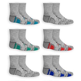 Fruit Of the Loom Boys' Everyday Active Ankle Socks (12 Pack), Grey, Large