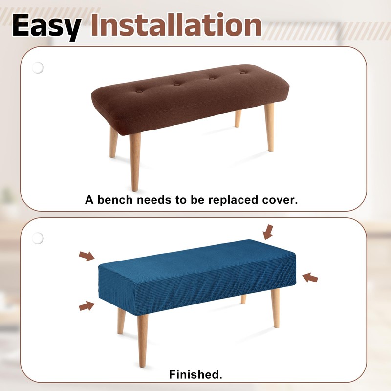sourcing map Dining Bench Cover, Stretch Piano Long Bench Stool