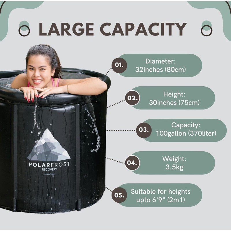 PolarFrost Ice Bath Tub XL Portable Cold Water Plunge Recovery