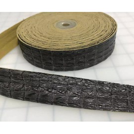 Brown Faux Reptile Gator Leather Trim - Made in France (1 1/8" wide)