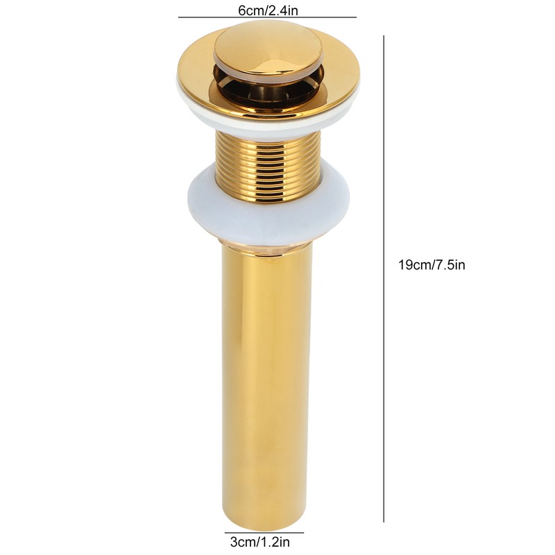 Gold Sink Drain without Overflow Anti Clog Bathroom Faucet Wash