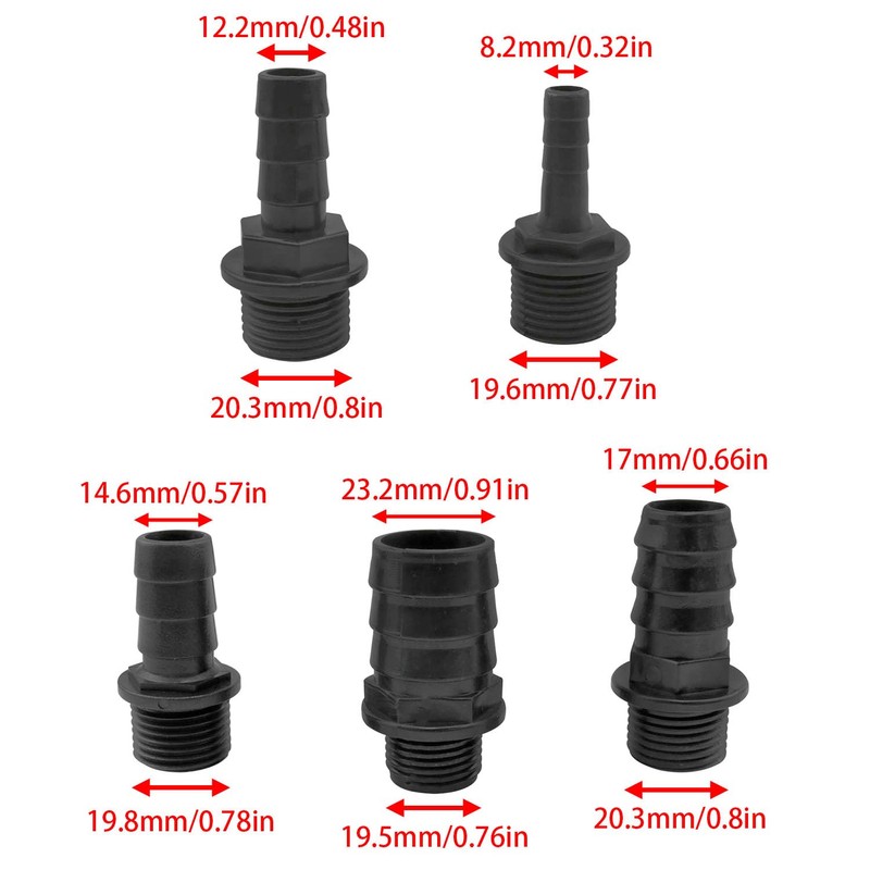 Lovelysp Nozzles Kit for Fountain Pump 5 Sizes Plastic Nozzle